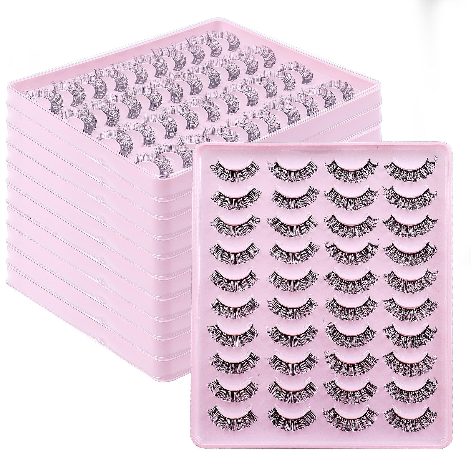 Thick Natural Russian Curled False Eyelashes Fluffy Wispy Hand Made Reusable D Curled 3D Faux Mink Fake Lashes Extensions Beauty Supply Strip Lash