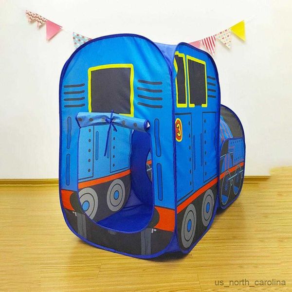 Toy Tents Train-shaped children&#039;s indoor Tent Foldable Spacious Indoor Outdoor Playhouse Toys For Children Home Game Toy Gift R230830