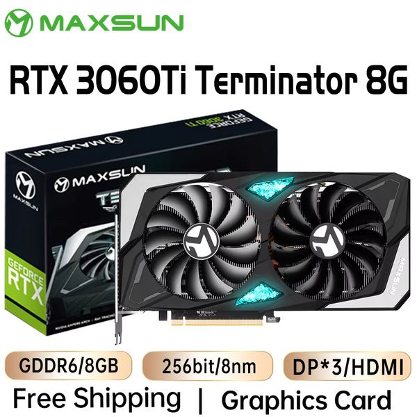 MAXSUN Full New Graphics Cards RTX 3060Ti Terminator 8G GDDR6 GPU Computer PC 256bit DP*3 8Pin 8nm Gaming Video Card