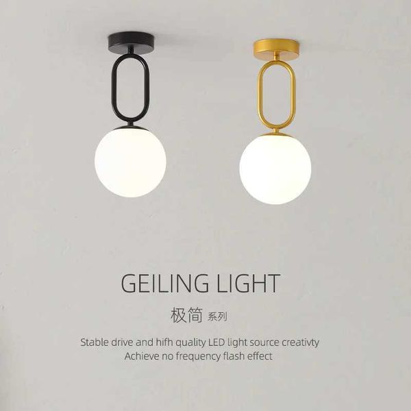 Modern Glass Ceiling Lamp Nordic Black Gold LED Ceiling Lights Highquality Glass Lamps Hallway Bedroom Bedside Lighting Fixtures Z250120