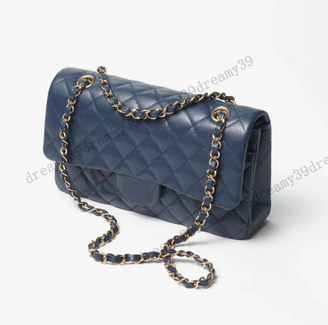 10A Mirror quality Designer bag Double Flap Bag Luxury 25CM Real Leather Caviar Lambskin Classic Purse Quilted Handbag
