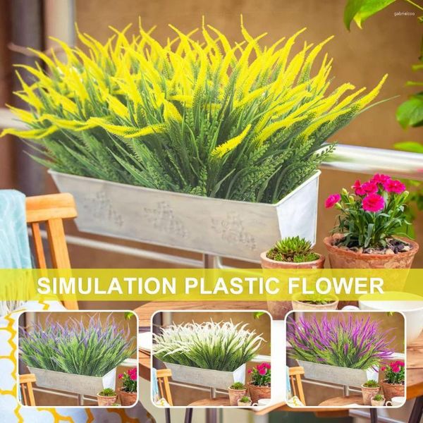 Decorative wers 6Pcs Artificial Plants Realistic Looking UV Resistant No Watering Required Fake Grass With Garden Greenery Decoration