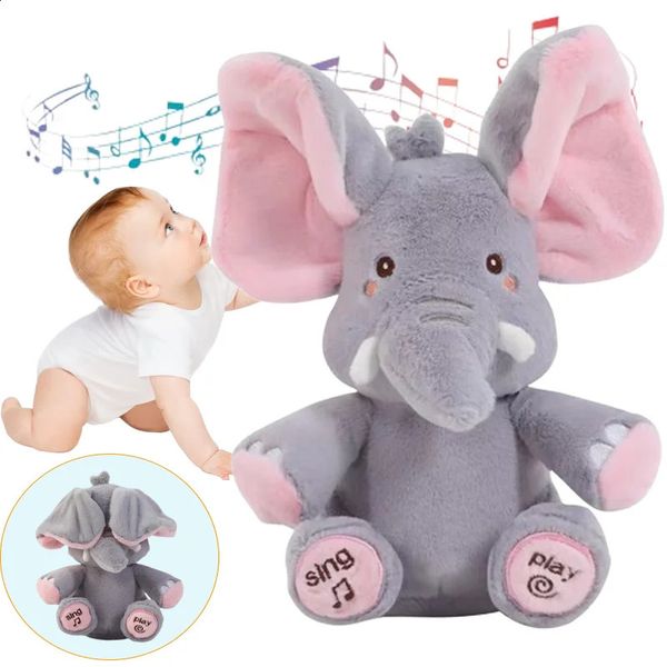 Toys de elefante animado Plush cantando elefante com orelhas movendo o brinquedo elétrico de pelúcia de elefante