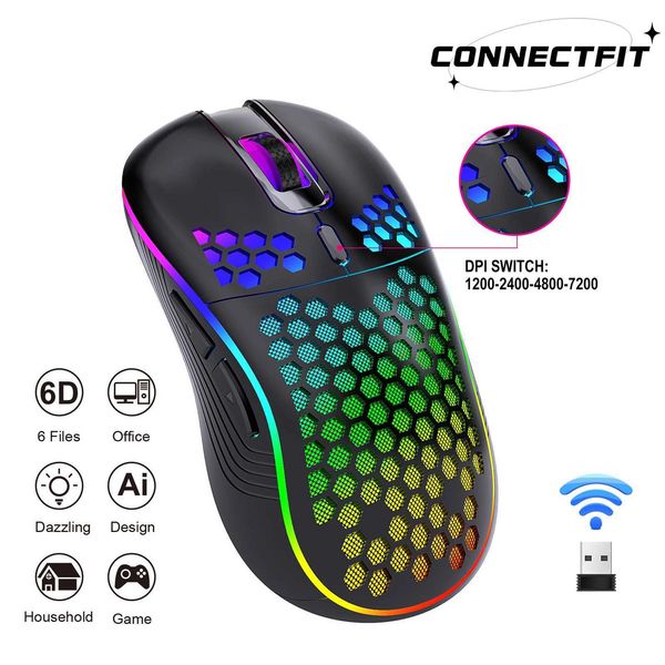 Mice Wireless mouse 2.4G rechargeable gaming mouse with adjustable DPI and 6 buttons ergonomic mouse CL241230