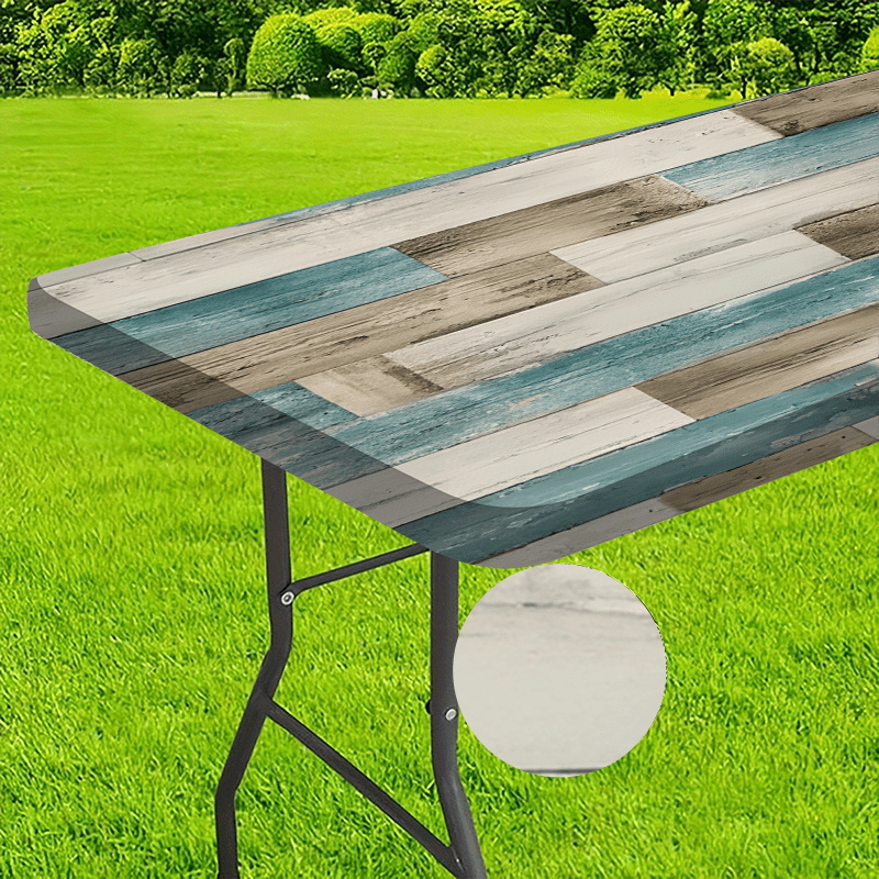 TEMU 1pc, Tablecloth, Vintage Wood Grain Floral Pattern Tablecloth - Fashionable Decor With , Bright Colors, Outdoor Patio Set, Picnic Accessory,