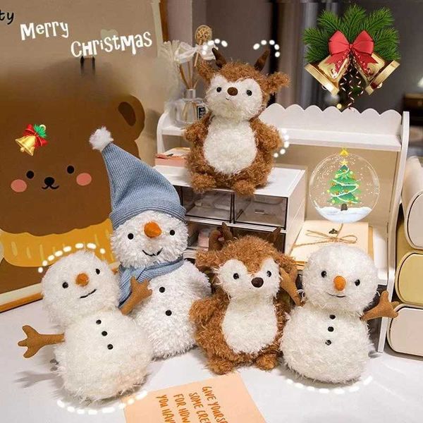 Plush Dolls New Cartoon Christmas Series Plush Doll Christmas Tree Elk Scarf Snowman Plush Toy Home Decoration for Girls Holiday Xmas Gifts