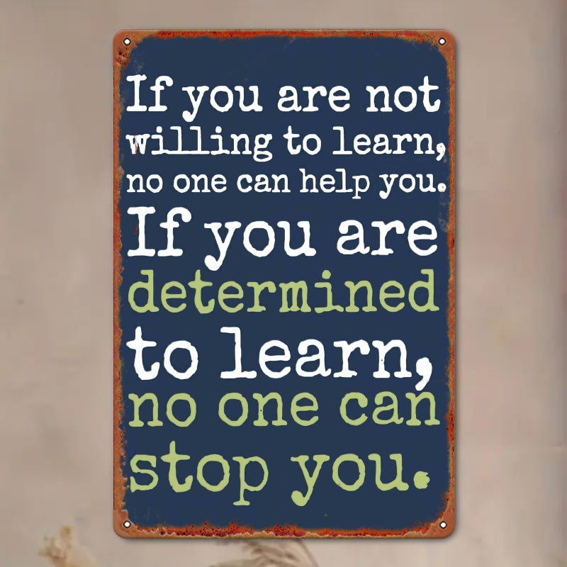 TEMU Vintage-inspired Metal Sign ' Are Not To Learn, Can ' - 8x12 Inch Square Iron Wall Decor For Home, Bars, Garages, Clubs, Restaurants, And Cafes,