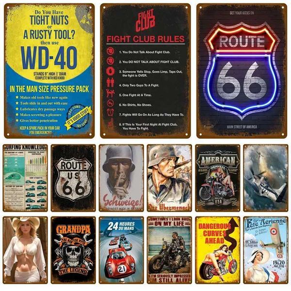 Vintage Metal Sign Plaque Painting Motorcycle Retro Tin Sign Bar Cafe Club Garage Car Pub Iron Home Decoration Wall Decor Art Z250118