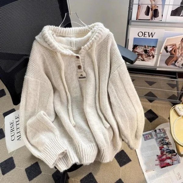 Womens Knitting Pullover Sweater AutumnWinter Temperament Femme Bottoming Tops Fashion Thickening Loose Ladies Jumper 241228