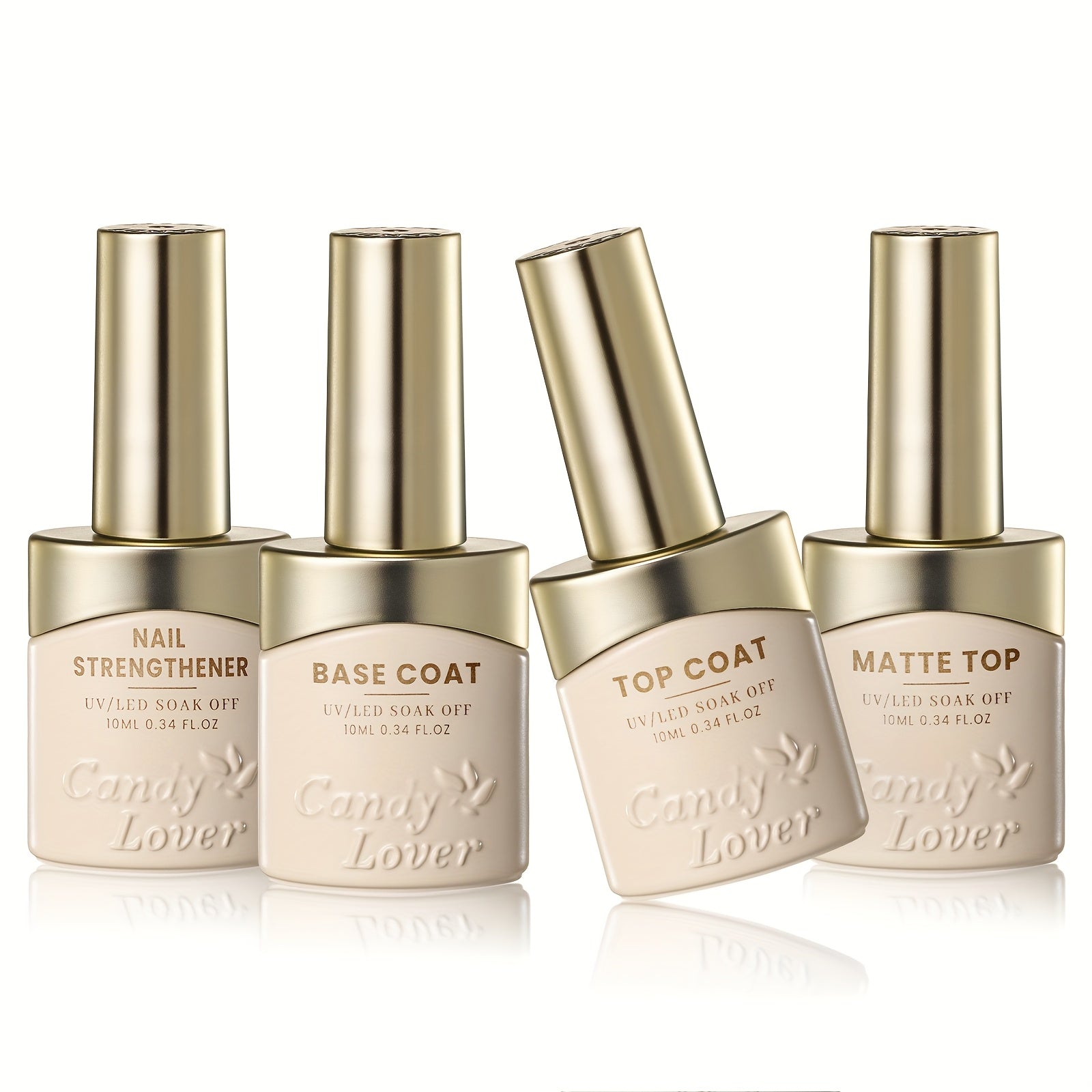 TEMU Gel Nail Polish Top And , 4pcs Glossy Matte & Nail Strengthener Kit, Uv Soak Off Gel Base And Nail Polish Nail Strengthener Gel Nail Kit