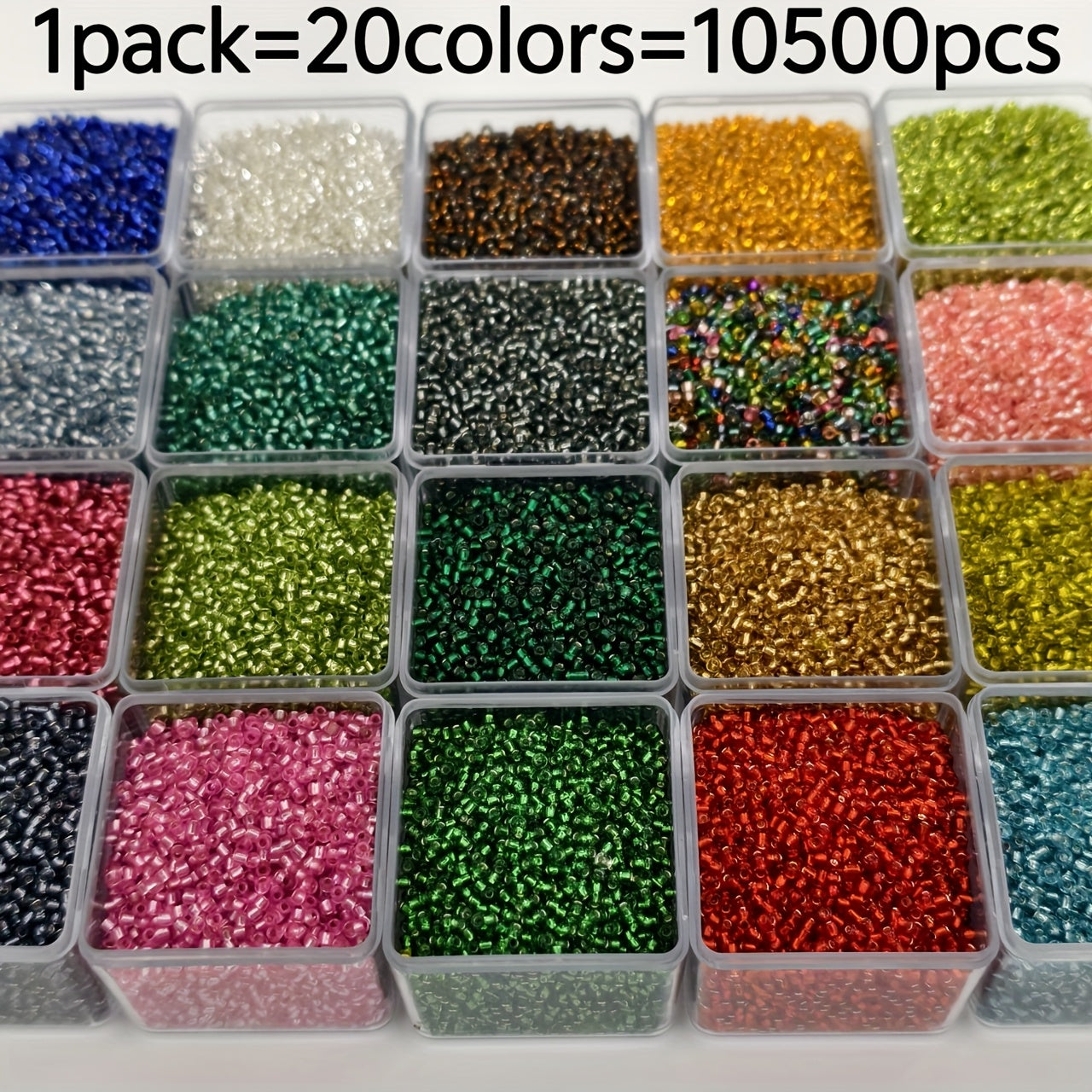 TEMU 10,500pcs Of 2mm Silvery-filled Glass Seed Beads In 20 Colors, Perfect For , Bracelets, Necklaces, Earrings, And Craft Decorations, Ideal For