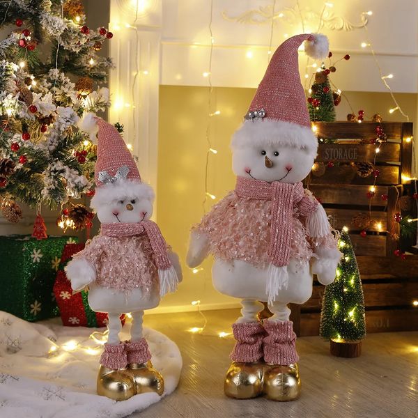 Christmas Decorations Christmas Doll Pink Stretchable Santa Claus Snowman Long Legs Standing Dolls Toy Xmas Decoration Ornament Kids Gift 20