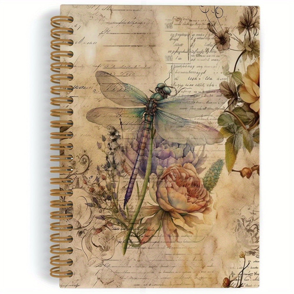 TEMU 1pc A5 Dragonfly Spiral Notebook, School, Diary, Work, Hardcover Notebook, 8.27x5.83 Inch 100 Pages, , Study Notes, Aesthetic Notebook, Stylish