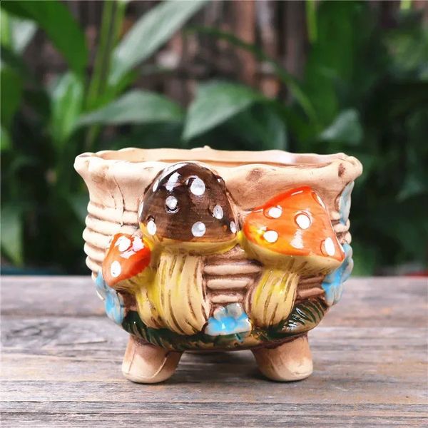 Fairy Garden Personality Mushroom Stoare Succulent Flower Pot Living Room Decoration Planter Vintage Handicrafts Bonsai Pots 241019
