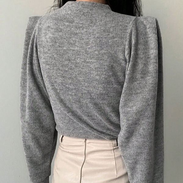 2024 Autumn-Winter New Round Neck Mushroom Edge Vintage Letter Bubble Sleeve Waist Cushion Shoulder Hoodie Top for Women ddmytoys