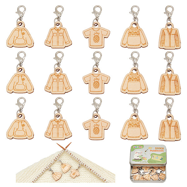 Wood Clothes Pendant Locking Stitch Markers