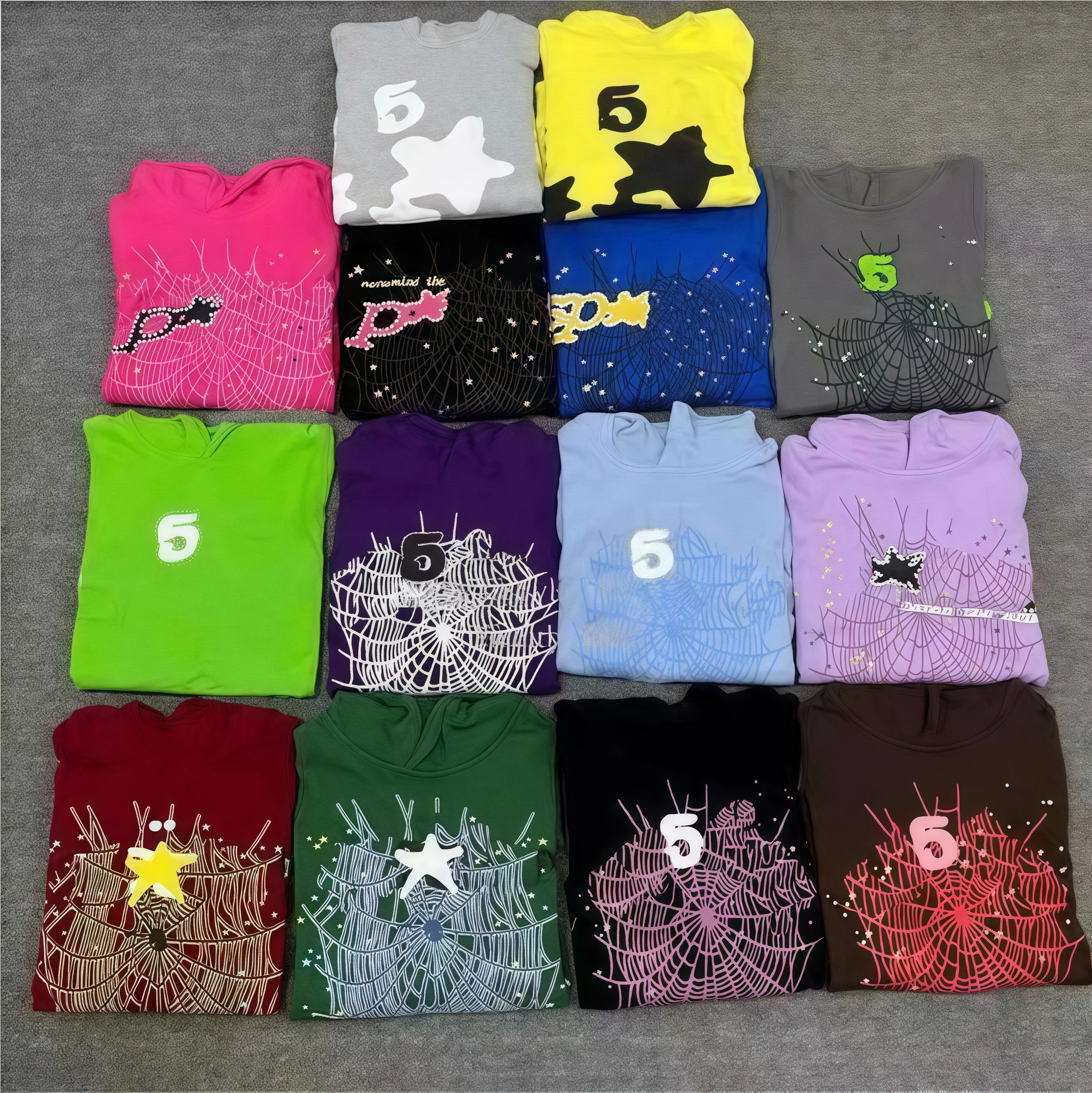 spidery Designer hoodie men hoodies spidery hoodie sweatshirts hip-hop sweatpants women&#039;s foam puff printed sweatshirts pants bubble printed Y2