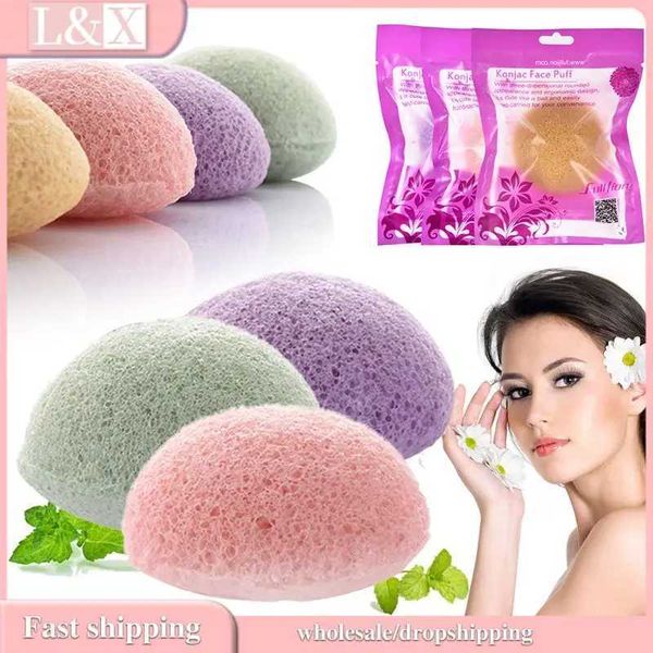 1PC Round Shape Konjac Sponge Cosmetic Puff Face Cleaning Sponge Natural Konjac Puff Facial Cleanser Beauty Tool Face Wash Puff Y240803