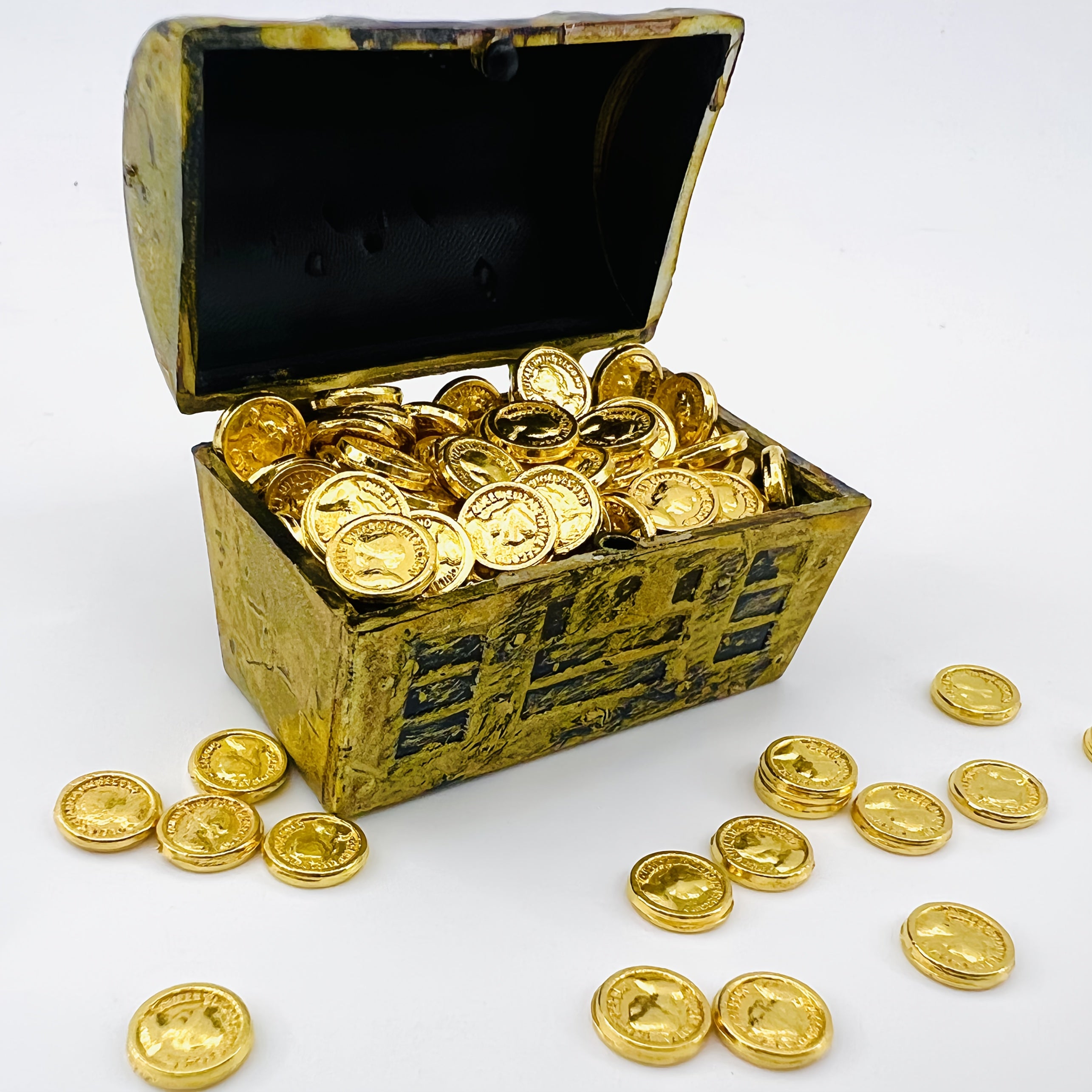 TEMU Pirate Set, 201-piece Kit, Realistic Gold Bricks + Vintage Chest, Gold Brick Replicas, Desktop Decor, Holiday Decor, Relax Ornament, Perfect