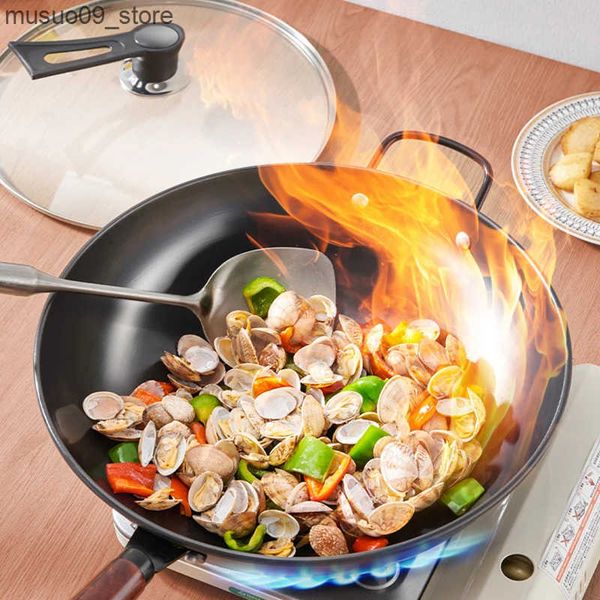 Other Cookware GIANXI High-Grade Handmade Iron Pan Without Coating Household Cooking Pots Health Wok Frying Pan Non-stick Frying Pan L240910