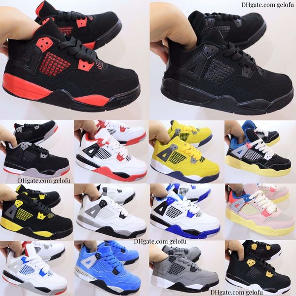 Kids Shoes 4 Toddlers 4s Basketball Jumpman Black Cat Boys Girls Designer Shoe Big Kid Youth Fire Red Thunder Trainers Children Cool Grey Br