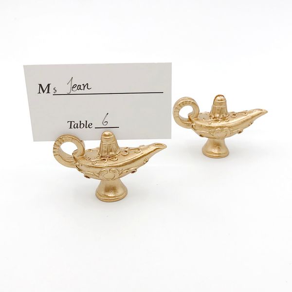 50PCS Party Decoratives Gold Aladdin Lamp Place Card Holders Table Assignments For Wedding&Bridal Shower Favors
