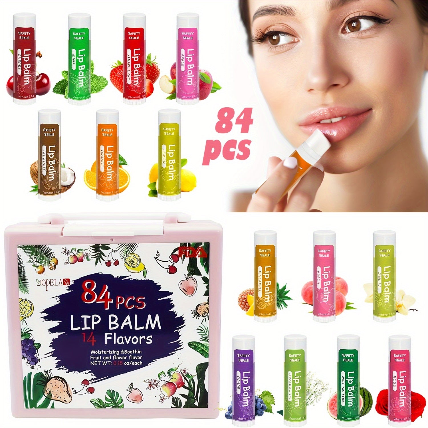 TEMU 84 Pack Natural Lip Balm Bulk With Vitamin E And Coconut Oil Valentine's Day Gift - Moisturizing, Soothing, And Repairing Dry And Chapped Lips -