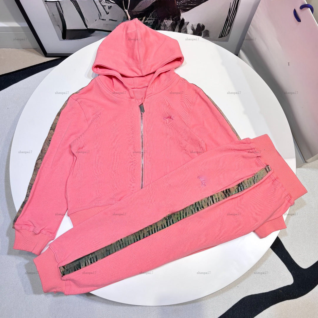 Top baby Jacket set child Plaid pants sewing design Tracksuits Autumn sports suit Kids designer Clothes hooded coat and casual pants A954X26N213