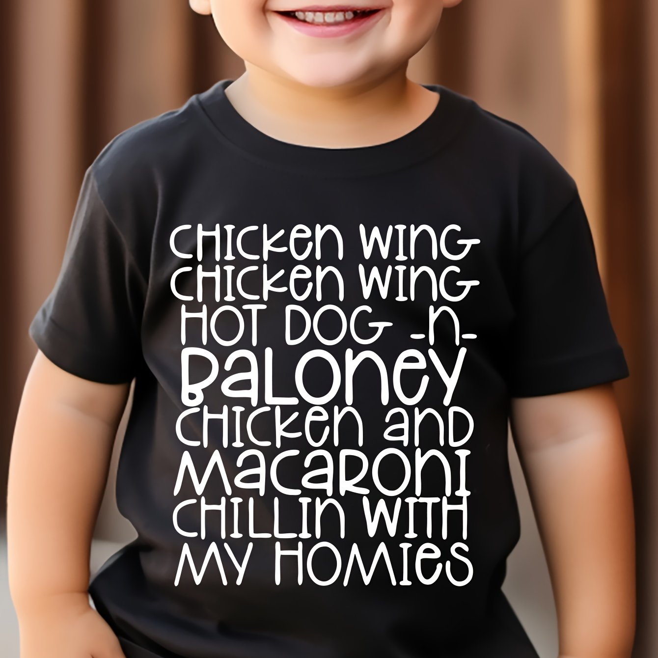 TEMU Boys' T-shirt Fun Letter Print Fashion Versatile Round Neck Short Sleeve