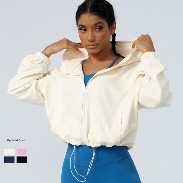 Loose Casual Hoodie for Women Sports Hoodie Fitness Top Outdoor Running and Cycling Training Zipper Jacket