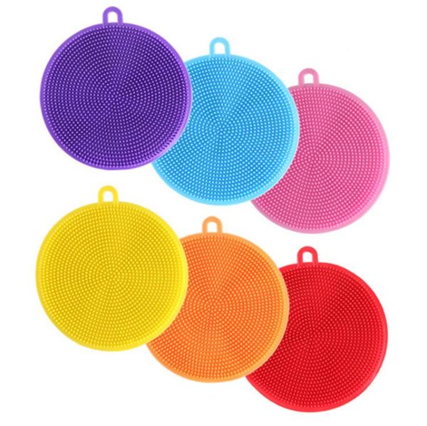 Silicone Dishwashing Brush Round Brush Scrubber Dish Washing Multi-function Fruit Vegetable Scouring Pads Kitchen Cleaning Brushes SN325