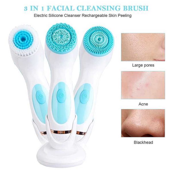 4 IN 1 Electric Facial Cleansing Brush Face Roller Massager Face Exfoliating Ultrasonic Washing Brush Cleanser Beauty Skin Care Y240821