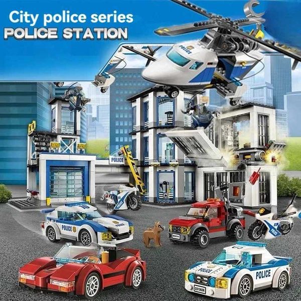 894pcs City Police Guard Building Blocks 60141 Helicóptero Swat Prison Figuras Bricks Crianças Toys Presente para crianças Boicote