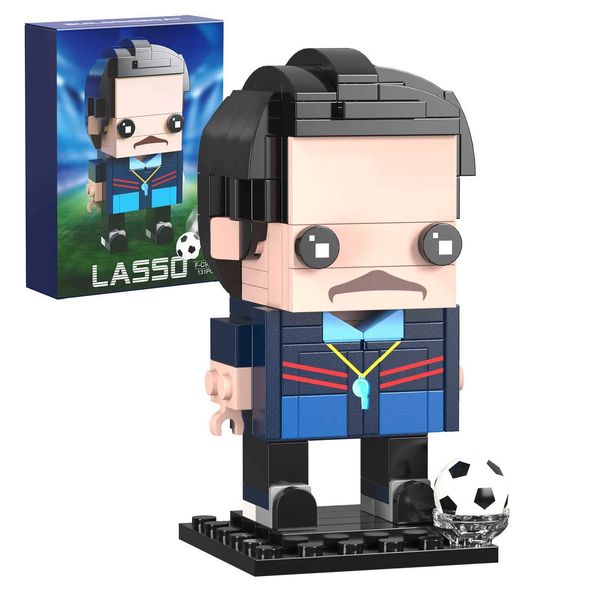 New Moc Teds Lasso Brickhedz Blocks Set With Box and Paper Manual 131 PCS Mini Soccer Fãs Modelo ToysC250121