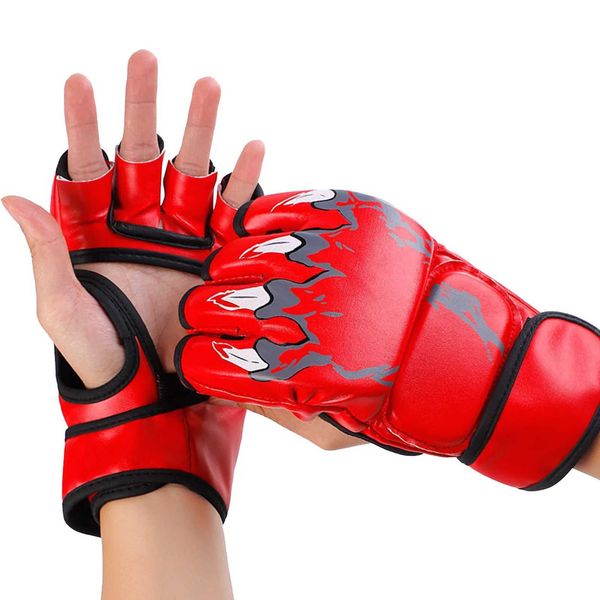 ZK30 Half Finger Boxing Gloves Punching Bag Open Palms Fighting Kickboxing Sparring Gloves for Men Women Boxing Training RedXJ241024