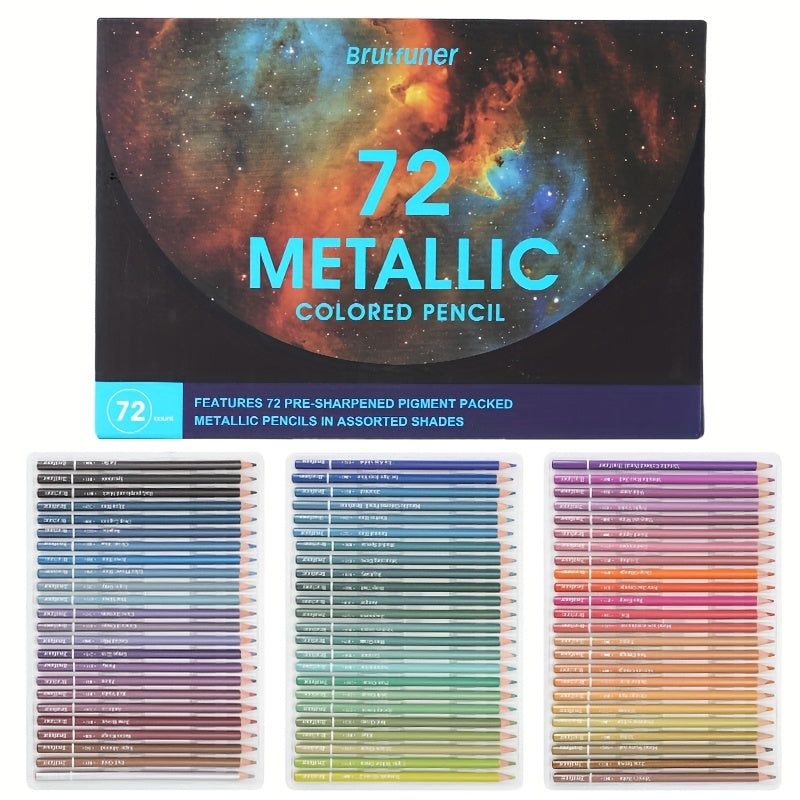TEMU 50-72pcs Fine Point Metallic Colored Pencils Set, Ergonomic Wooden Art Sketch Pencils For Artists And School Supplies