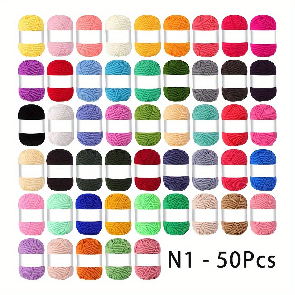 TEMU 25-50pcs Durable Polyester Soft Yarn Set For Hand Knitting & Crocheting Arts, 25g-piece, Creative Sweaters, Blankets, Crocheted Art Decoration