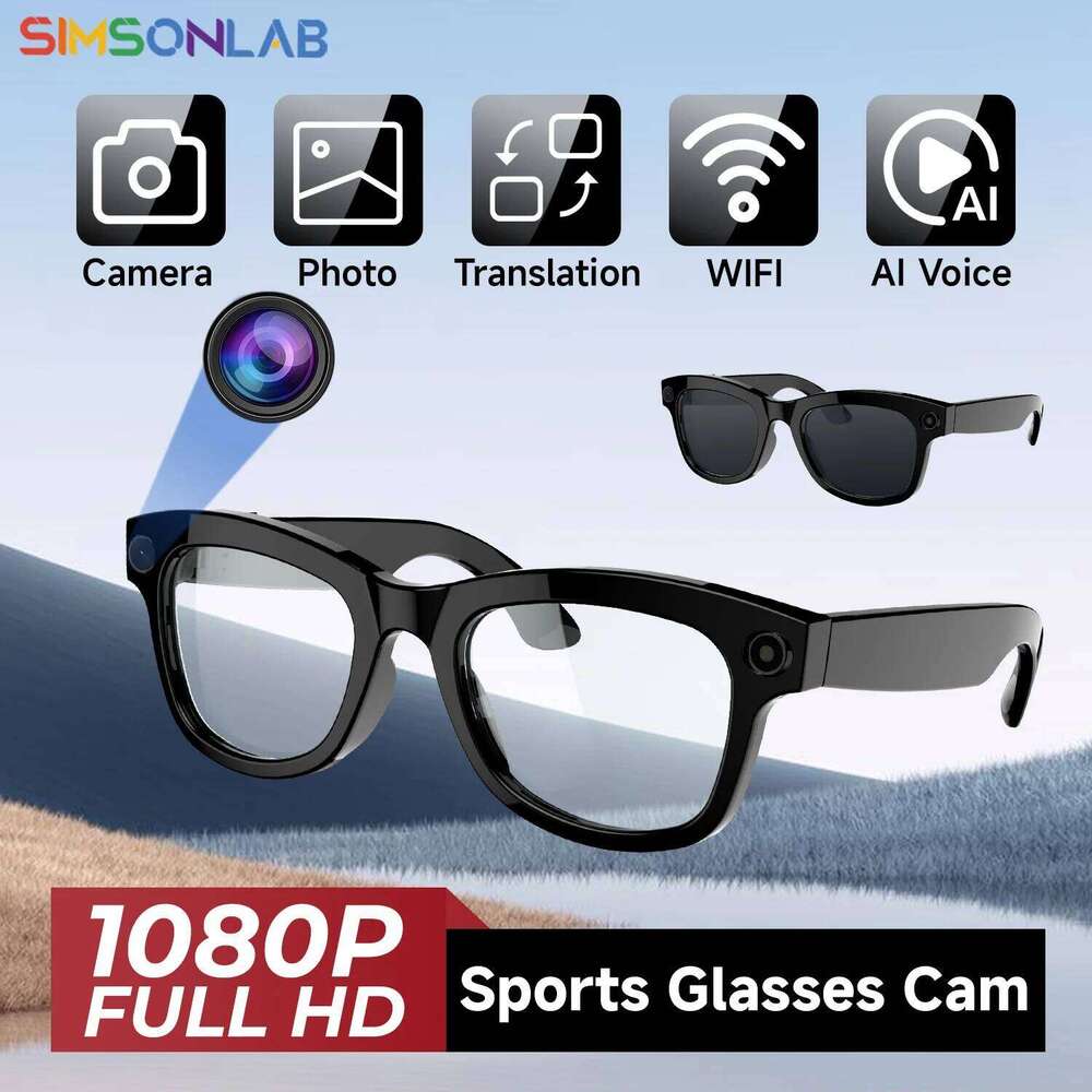 2025 New 1080P HD Camera Smart Glasses AI Translation DVR Camcorder Outdoor Sports Polarized Sunglasses Video Conference Record