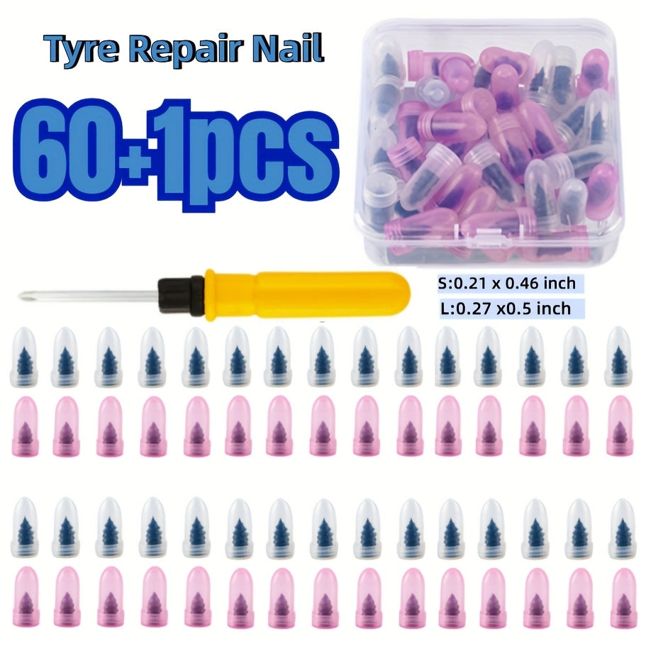TEMU 60pcs Tire Repair Plugs, Durable & Easy-install Rubber Nails, Puncture Repair Kit For Cars, Motorcycles, Bikes, Trucks & Scooters