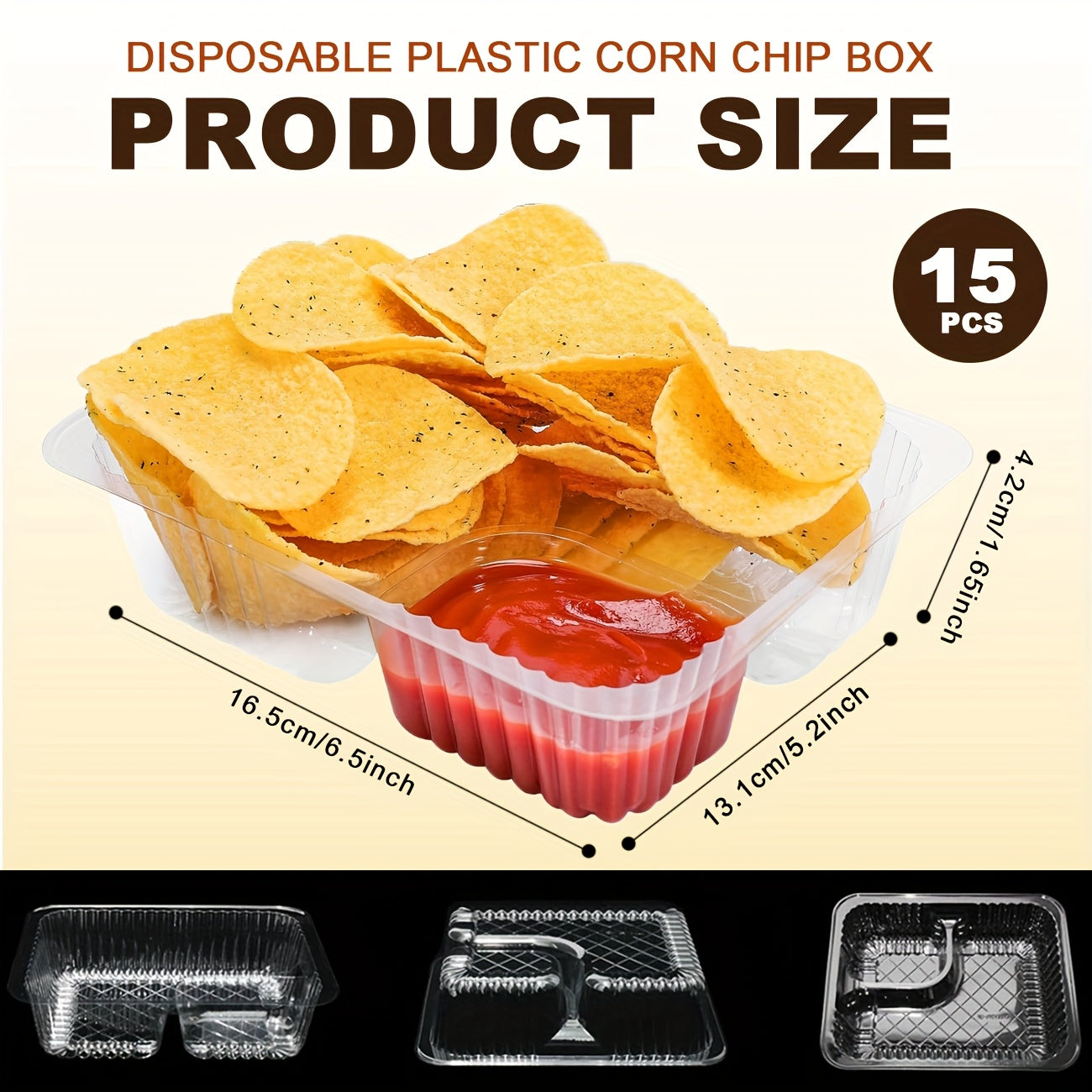 TEMU 125 Party Tray, Disposable Tray, Clear Plastic Container, Bracket With Chips And Dip, Children's Tray, Movie Theater, Festival (12 Oz. 6x5