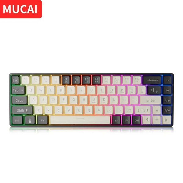 MUCAI MK680 USB Gaming Mechanical Keyboard Red Switch 68 Keys Wired Detachable Cable RGB Backlit Hot SwappableLX241031