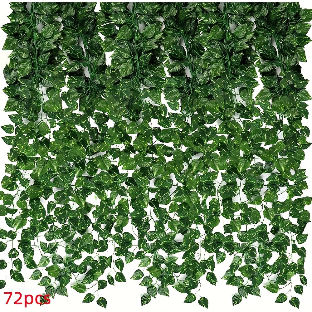 TEMU 48-72pcs Wedding Wall Decor, Green Artificial Ivy Leaf Plants, Outdoor Arch Decoration, Hanging Garland Fake Foliage Flowers For Home