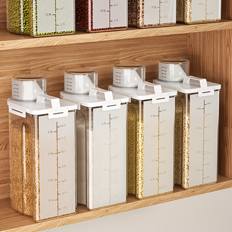 TEMU Set Of 4 Durable Plastic Containers For Storing 5 Of Rice - Airtight Dry Grain Dispenser With Pouring Spout, Clear Food Storage Box, Grain