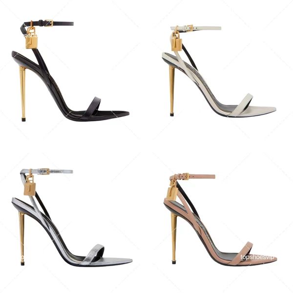 designer heels Women Luxury high heels Fashion Gold Lock Pumps Metal High Heel Sandals Dress Shoes Party Shoes Genuine Leather Soles Heel He