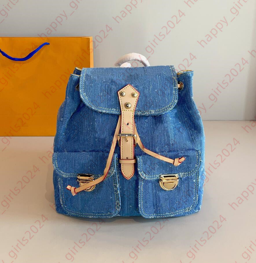 Vintage Demim Backpack Women Luxury Designer BACKUP Denim Shoulder Travel Tote Bags Men outdoor Duffel Satchels Handbag School Book bag Fashion Back