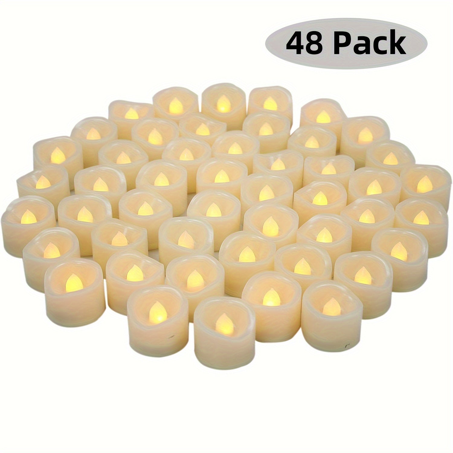TEMU Battery Operated Flameless Tea Lights White Flickering Led Electric Fake Votive Tealight Candles Halloween Pumpkin Wedding Christmas Decorations