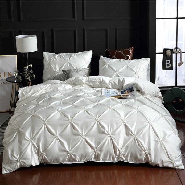 2021 new washed ice silk nude sleeping bedding set family hotel guest house solid color satin duvet cover pillowcase two-piece three-piece s