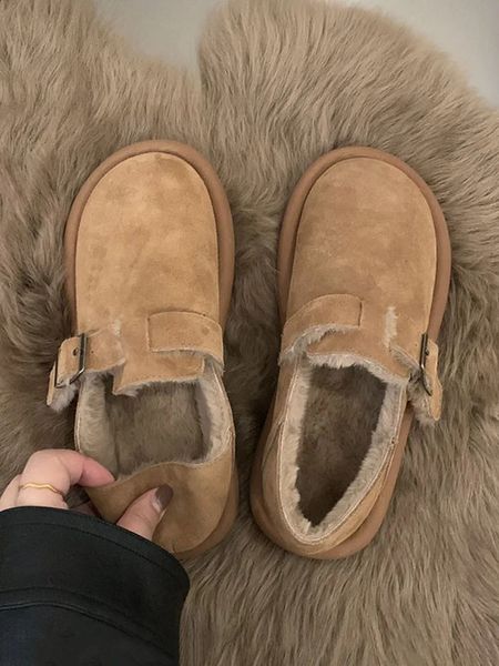 Womens shoes flat round toes casual womens slippers fur dresses winter retro lace rubber stockings 240920