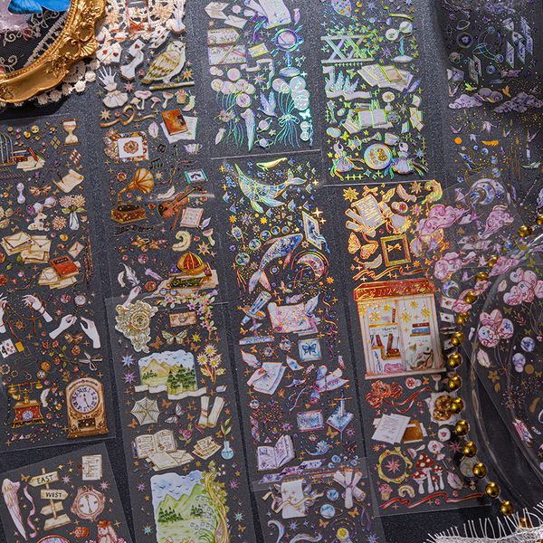 Adhesive Stickers 3pcs Romantic Magic Series Decorative Pvc INS Stamping Handbook Scrapbooking Material Label Diary Phone Journal Planner 23