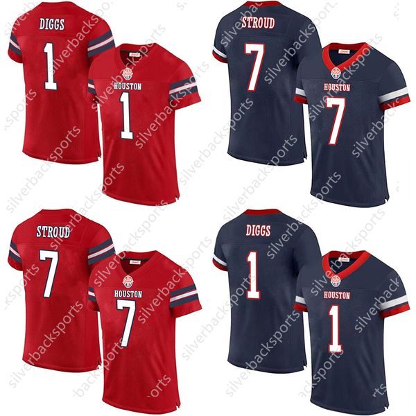 Mens-Youth HUSTON Football Stitched Jerseys C.J. Stroud 5 Jalen 3 Tank 24 Derek 12 Nico 31 Dameon 1 Stefon All Embroidery Custom Any Name An